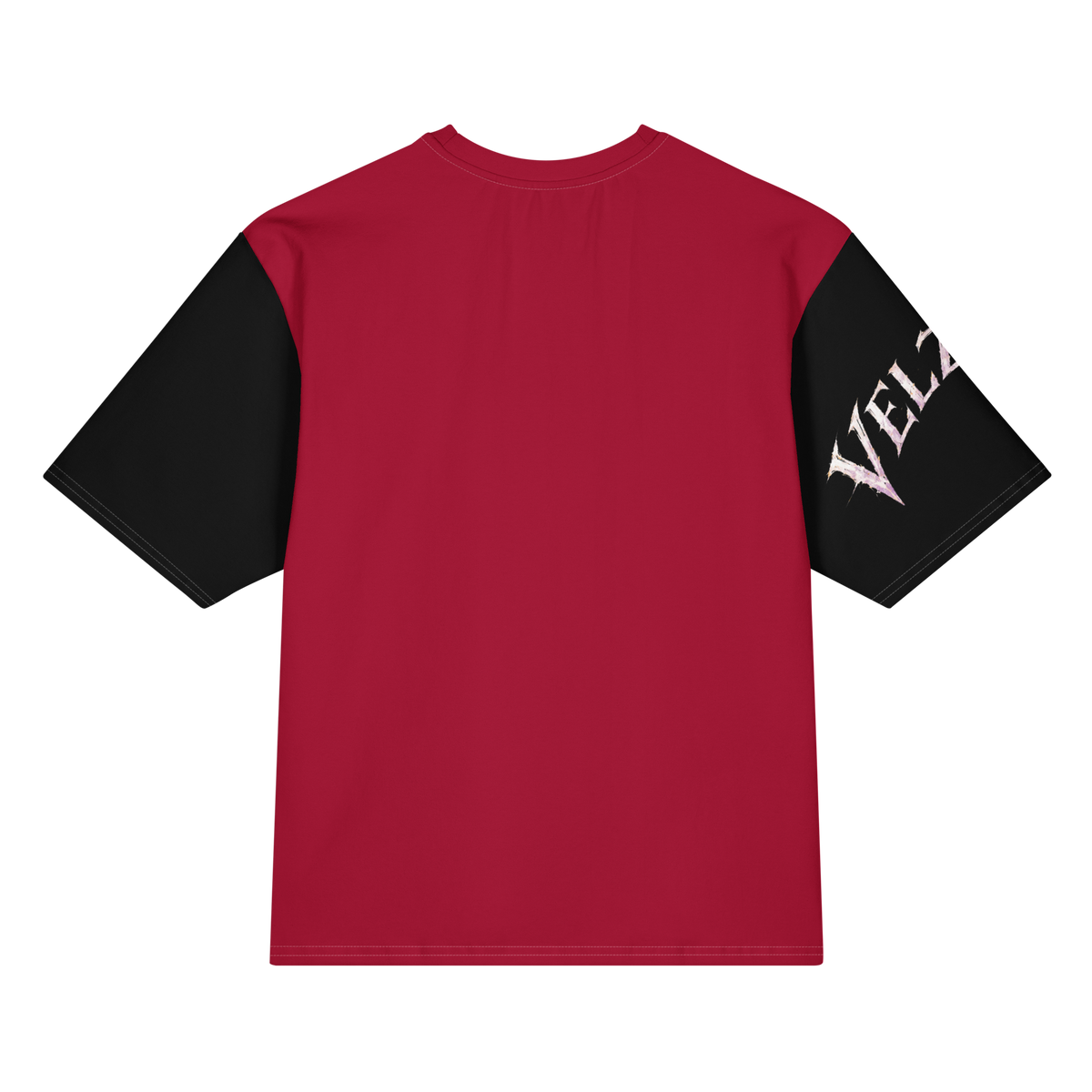 Back view of Velzara Triumph Red Oversized T-Shirt by STF1 Graphix