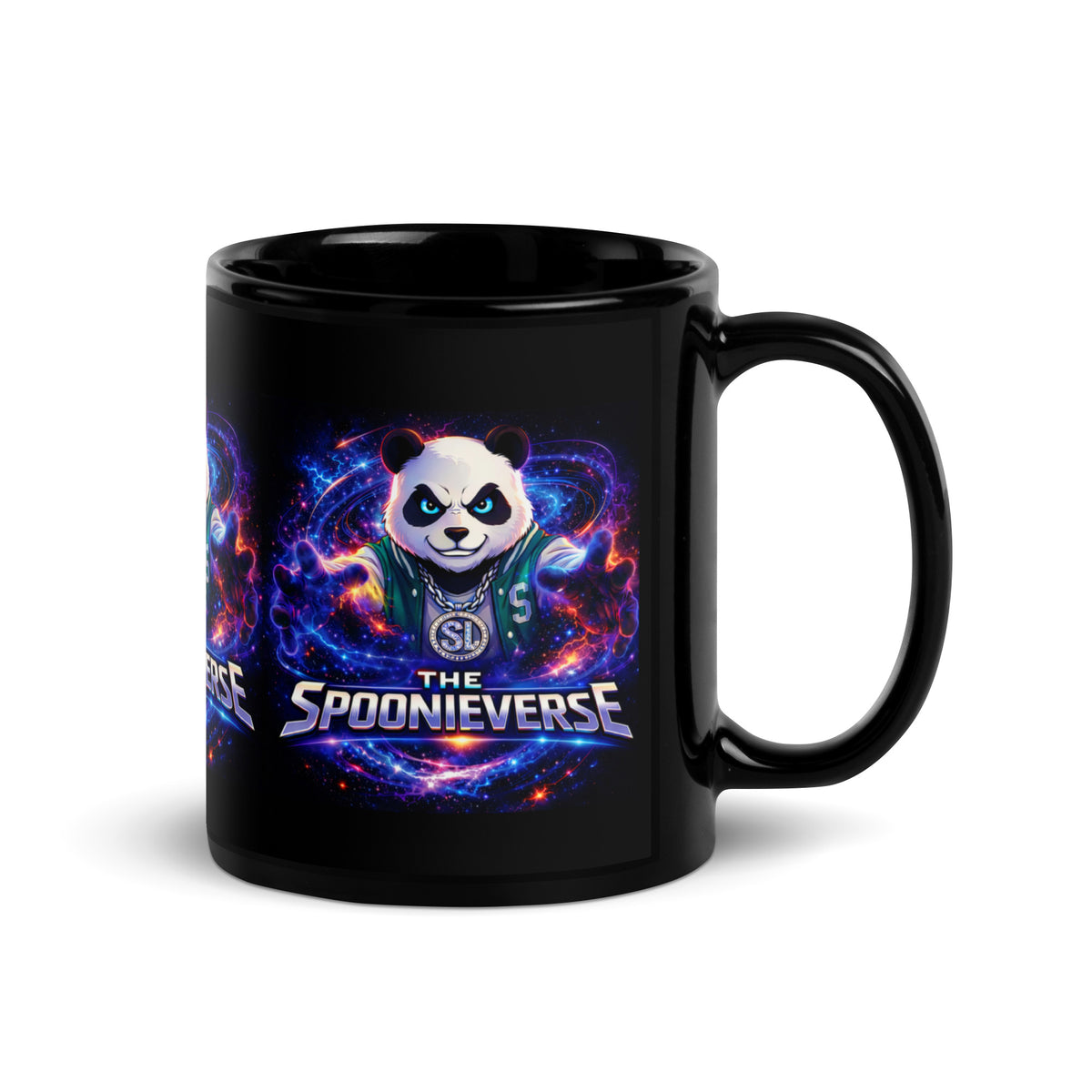 Spoonieverse logo black glossy mug 11 oz
