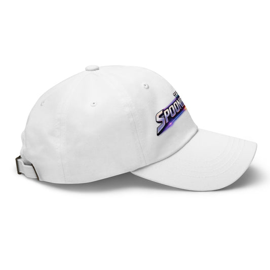 Side view of Spoonieverse logo dad hat