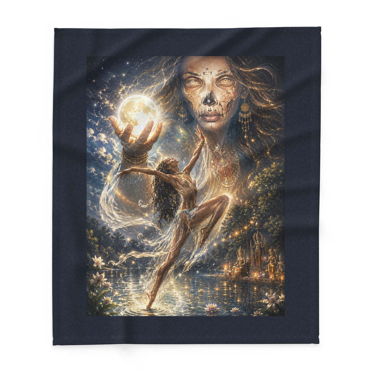 Moon Dancer Design B original STF1 artwork in radiant gold and blue 50x60-front