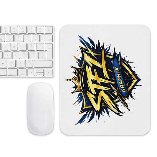 STF1 Graphix Shield Logo white mouse pad desk set up