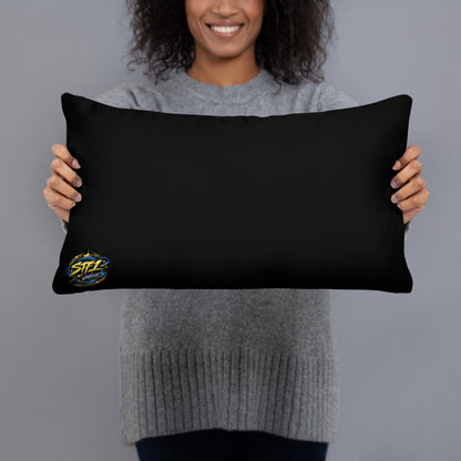 Spoonieverse 20x12 pillow with STF1 Graphix logo back side view