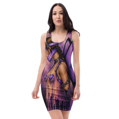Front view of Bound Black & White Bodycon Dress featuring original STF1 Graphix artwork