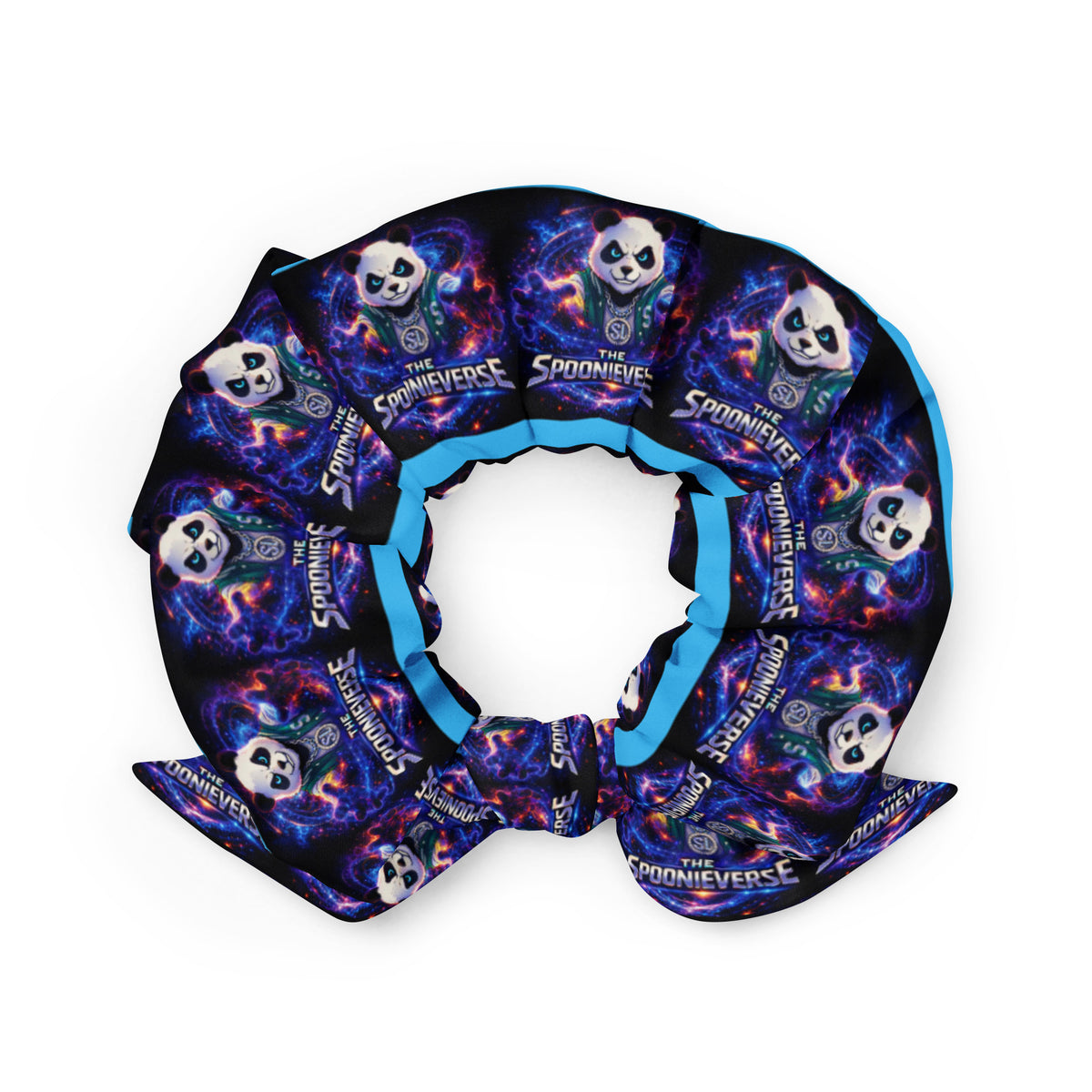 Teal Spoonieverse recycled logo scrunchie