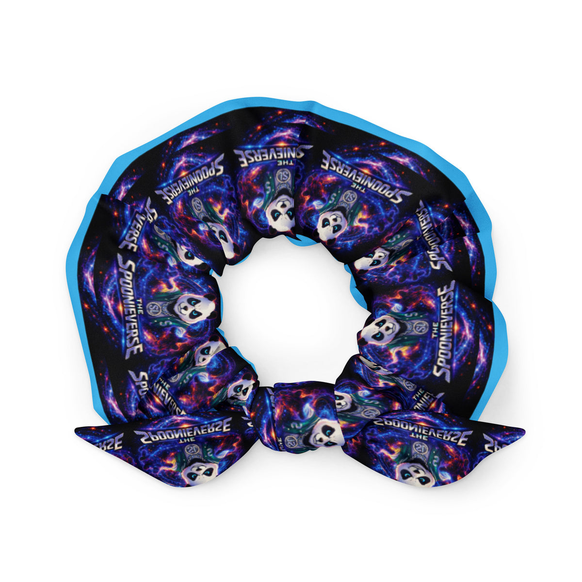 Teal Spoonieverse recycled logo scrunchie