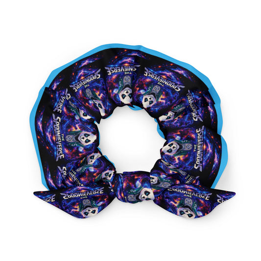 Teal Spoonieverse recycled logo scrunchie