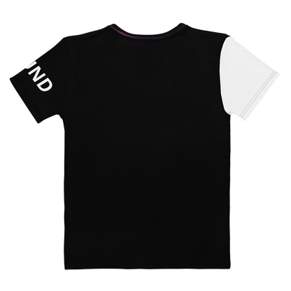 Back view of Bound Black & White women's T-shirt with black body and contrasting white sleeve