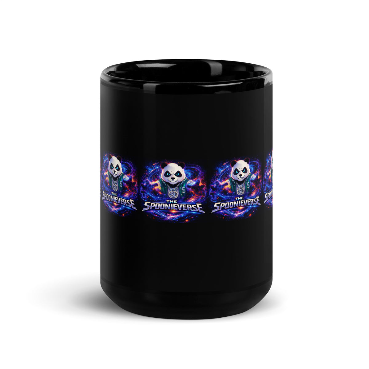 Spoonieverse logo black glossy mug 15 oz Front