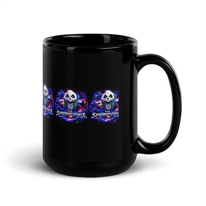 Spoonieverse logo black glossy mug pattern design 15 oz