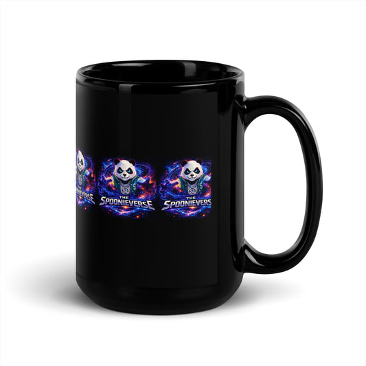 Spoonieverse logo black glossy mug pattern design 15 oz