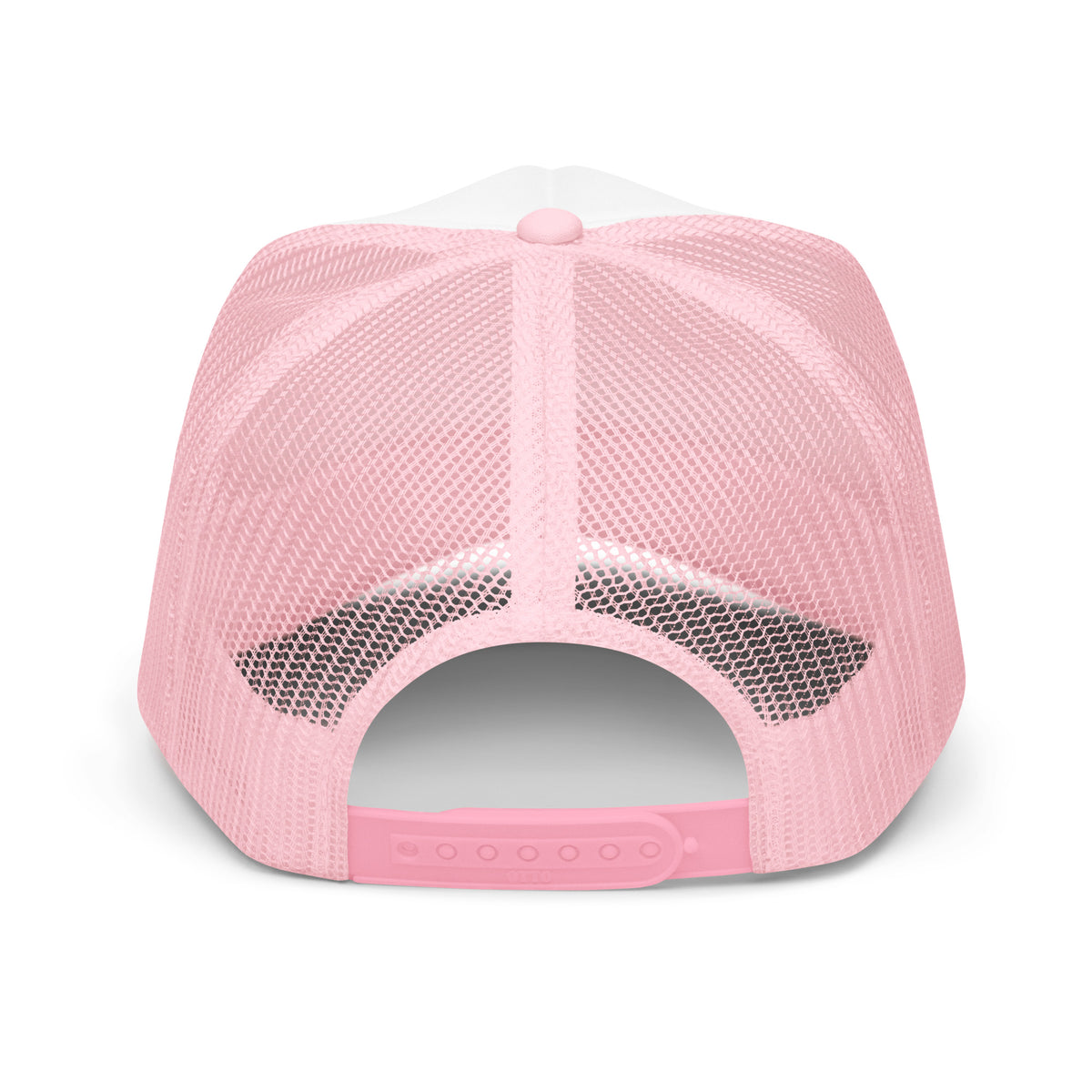 Pink/ White STF1 Graphix foam trucker hat with official round company logo back