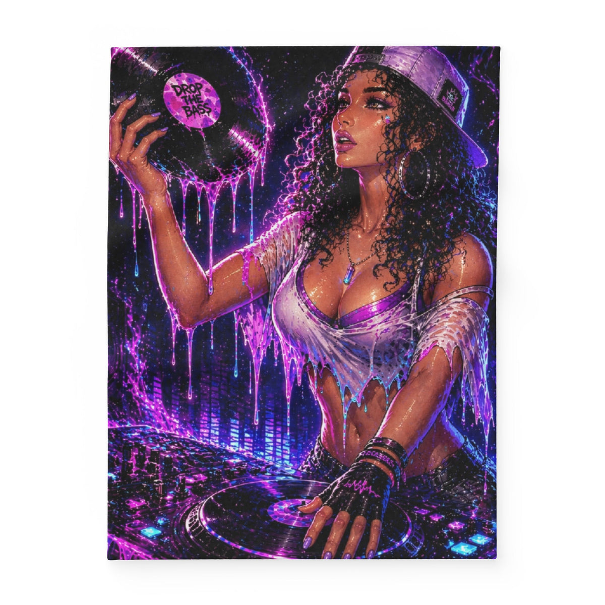 Drop the Bass Fleece Blanket featuring original purple and orange STF1 Graphix artwork– [30x40]