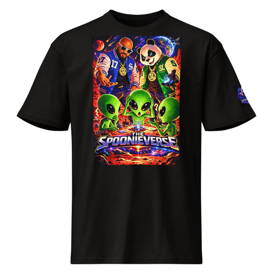 Front view of Out of This World II Spoonieverse men's tee