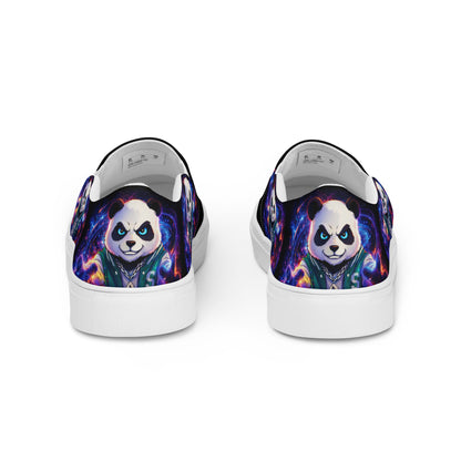 Back view of Spoonieverse logo men's canvas slip-on shoes