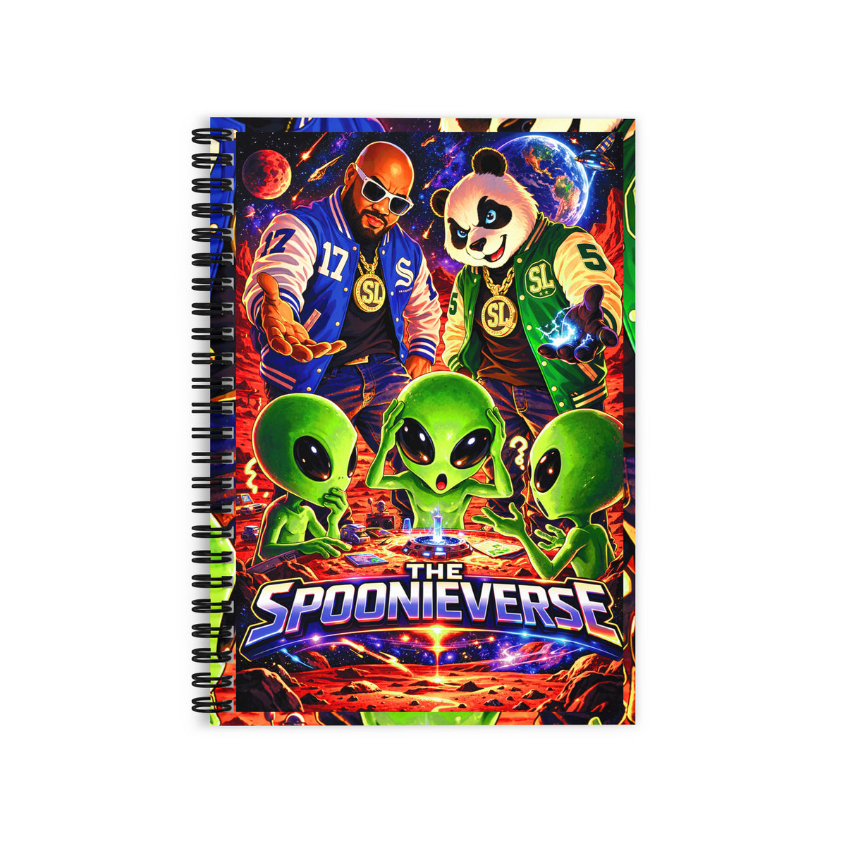 Out of This World II cosmic artwork on Spoonieverse spiral notebook