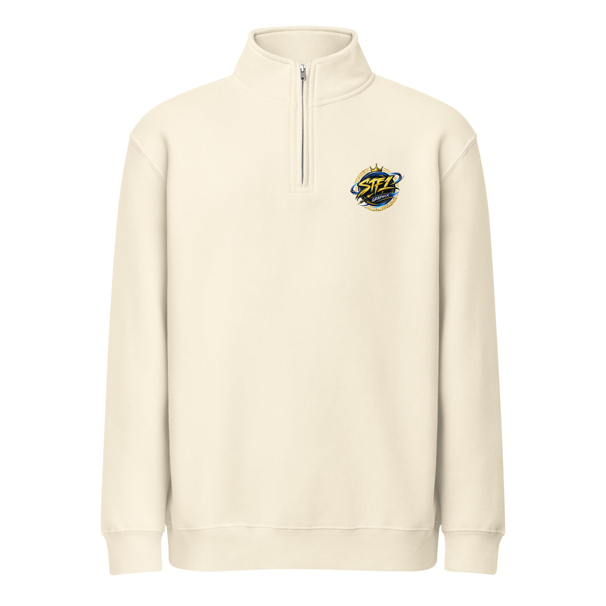 Front view of Sandshell STF1 Graphix quarter-zip sweatshirt with a small round chest logo.