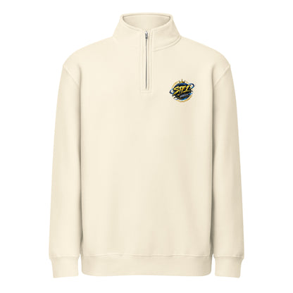 Front view of Sandshell STF1 Graphix quarter-zip sweatshirt with a small round chest logo.