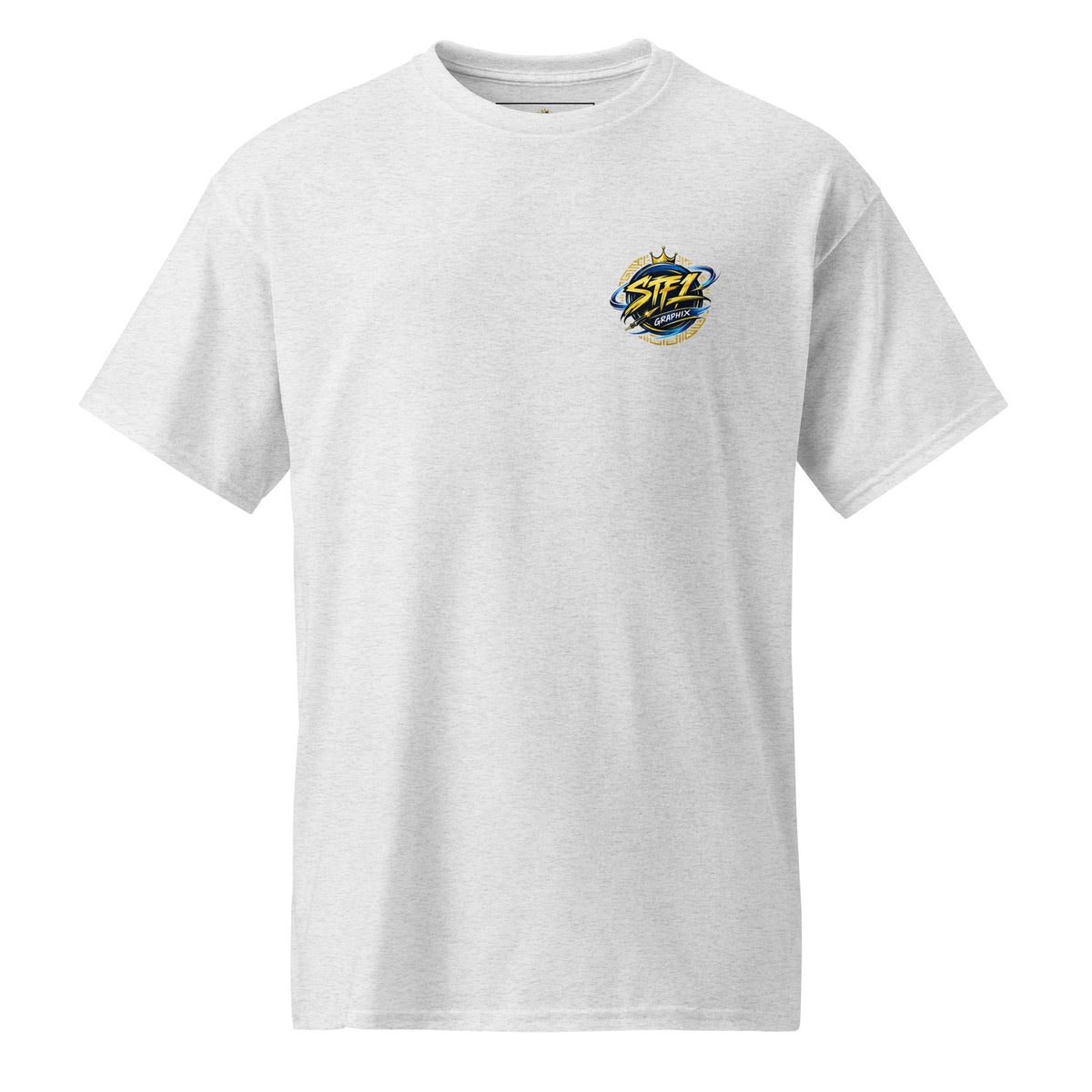 White STF1 Graphix DryBlend T-shirt round logo front chest