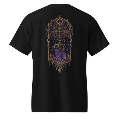 Back view of black Velzara Queen of the Blood Moon DryBlend T-shirt featuring the rear graphic design