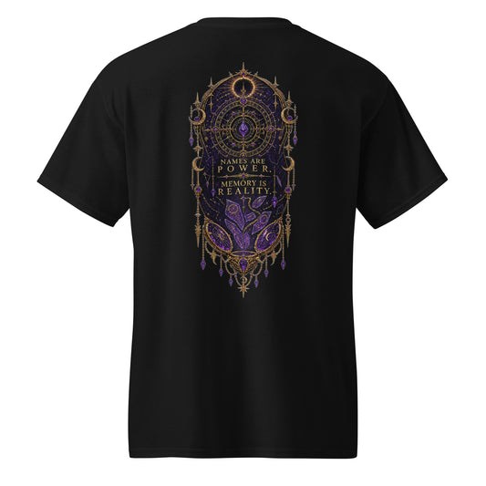 Back view of black Velzara Queen of the Blood Moon DryBlend T-shirt featuring the rear graphic design